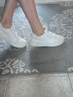 Puma Cali White/Gold Leather Platform Trainers Size 7 Womens
